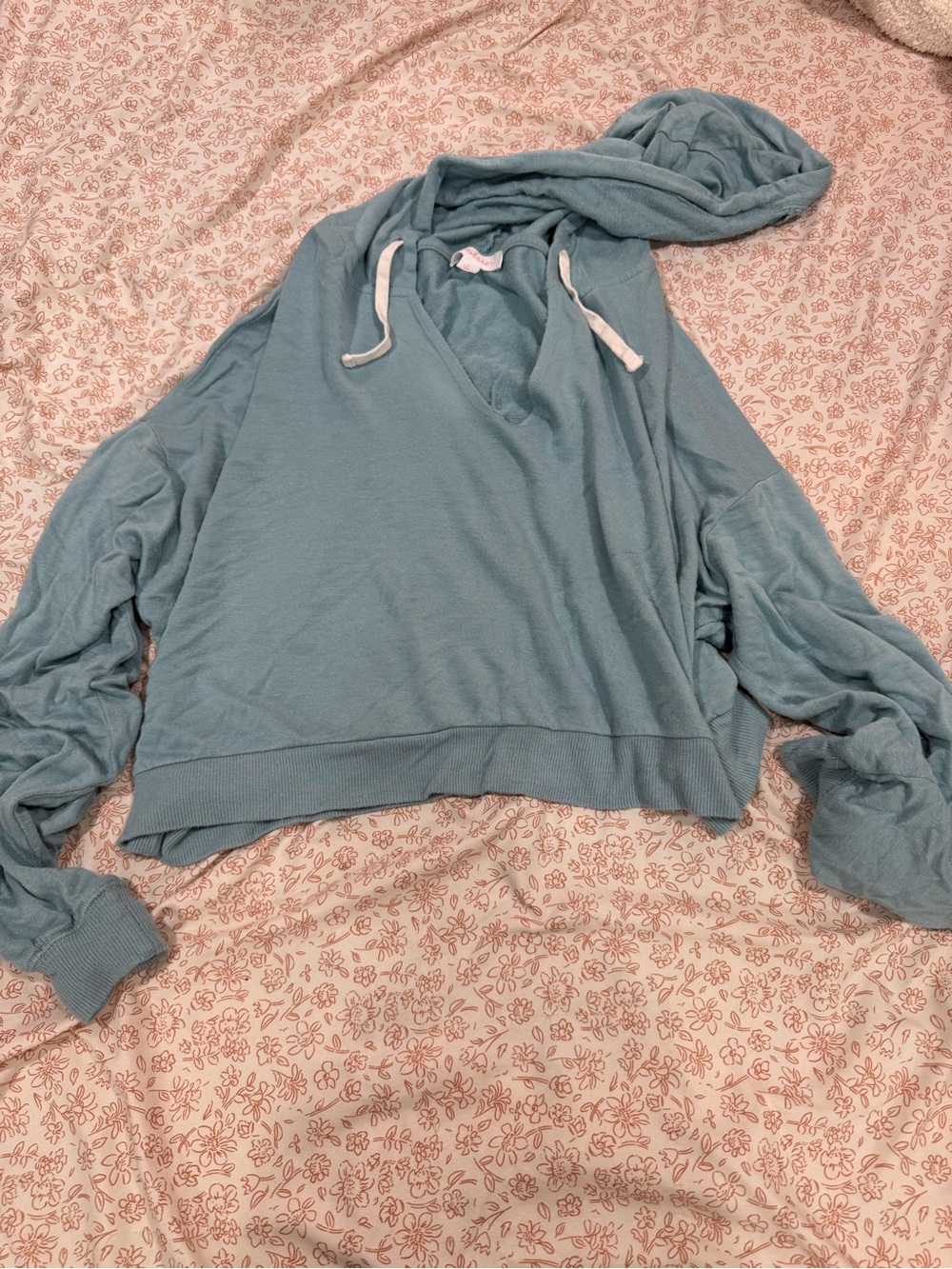 Colsie Dusty Blue V-Neck Hooded Pullover